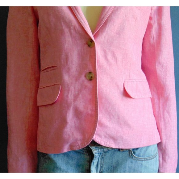J.Crew Pink Linen Schoolboy Jacket 10 - Picture 5 of 9
